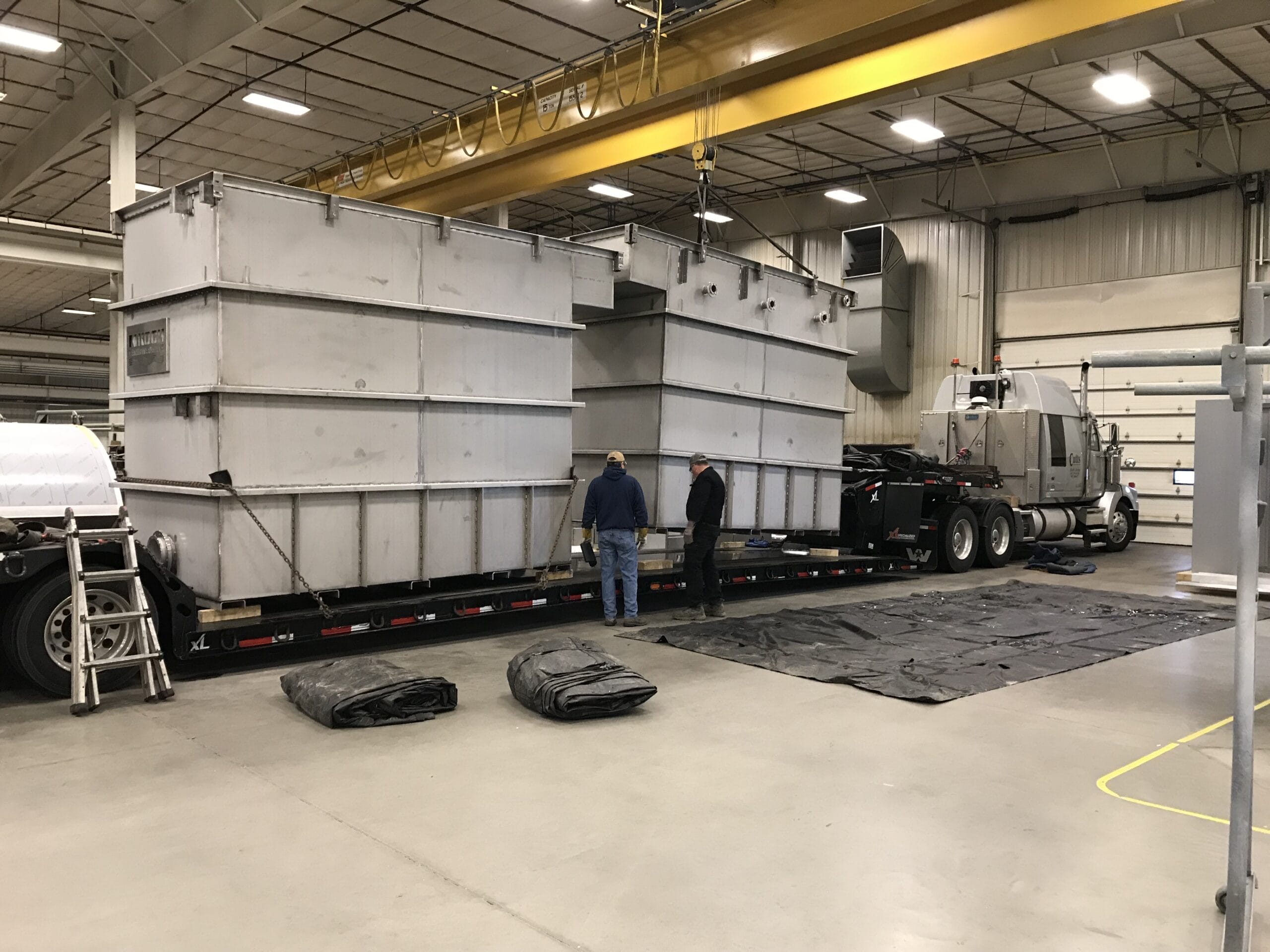 Large stainless filtration vessels fabricated for municipal water treatment.