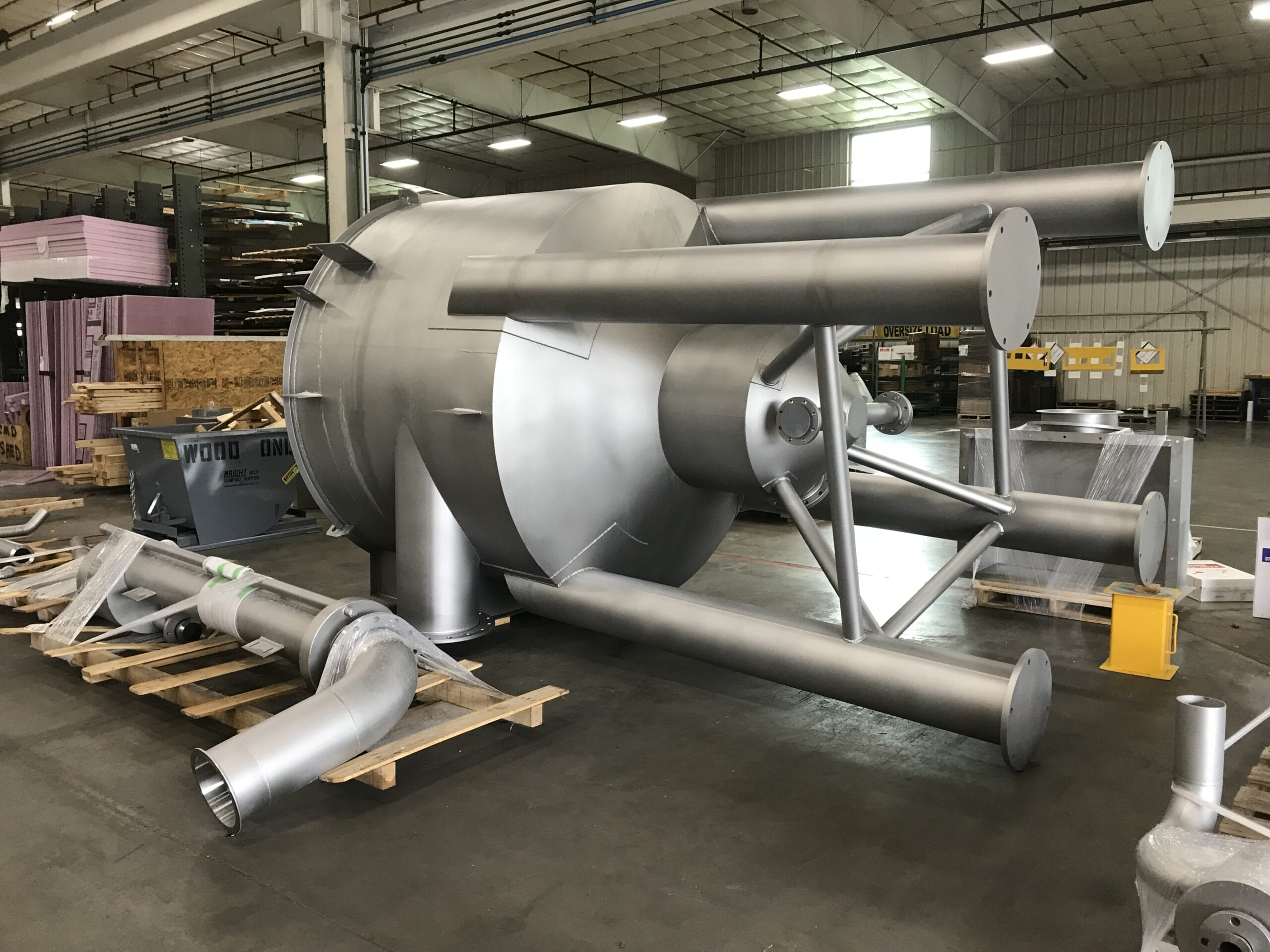 Hydrogrit filtration unit for solids separation; glass bead–blasted finish.