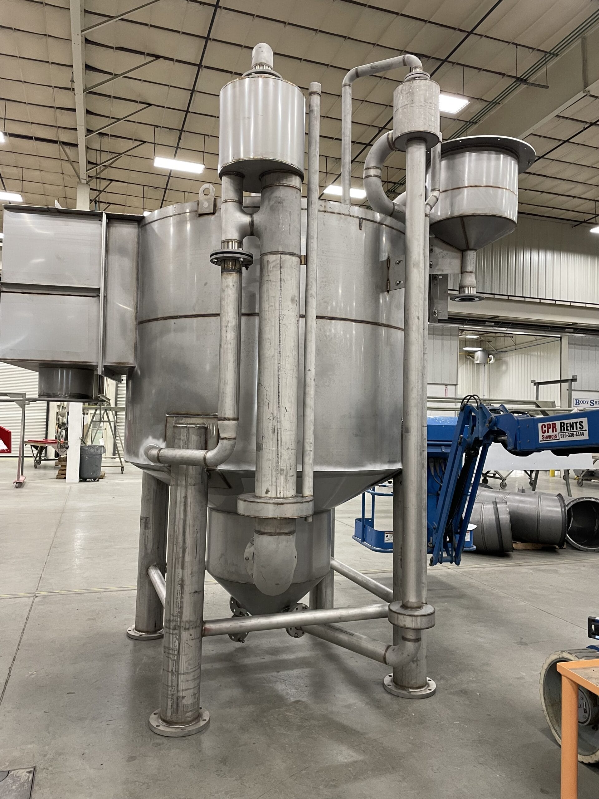 Hydrogrit filtration system fully assembled for fit check, including main housing and pipe spools.